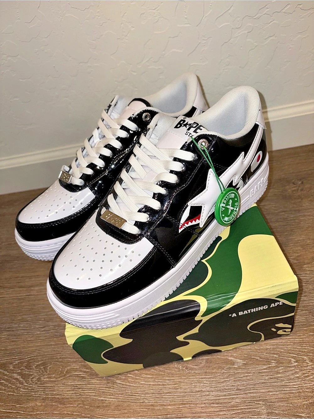 BAPE Bapesta Black & White Sneakers NWT